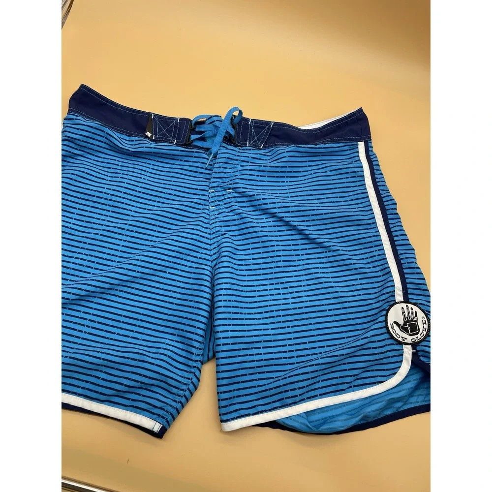 Body Glove Board Shorts Mens 36 Blue Swim‎ Trunks Unlined Blue Striped